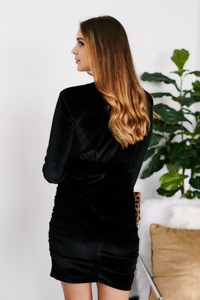 GEORGIA WRAP FRONT VELVET DRES