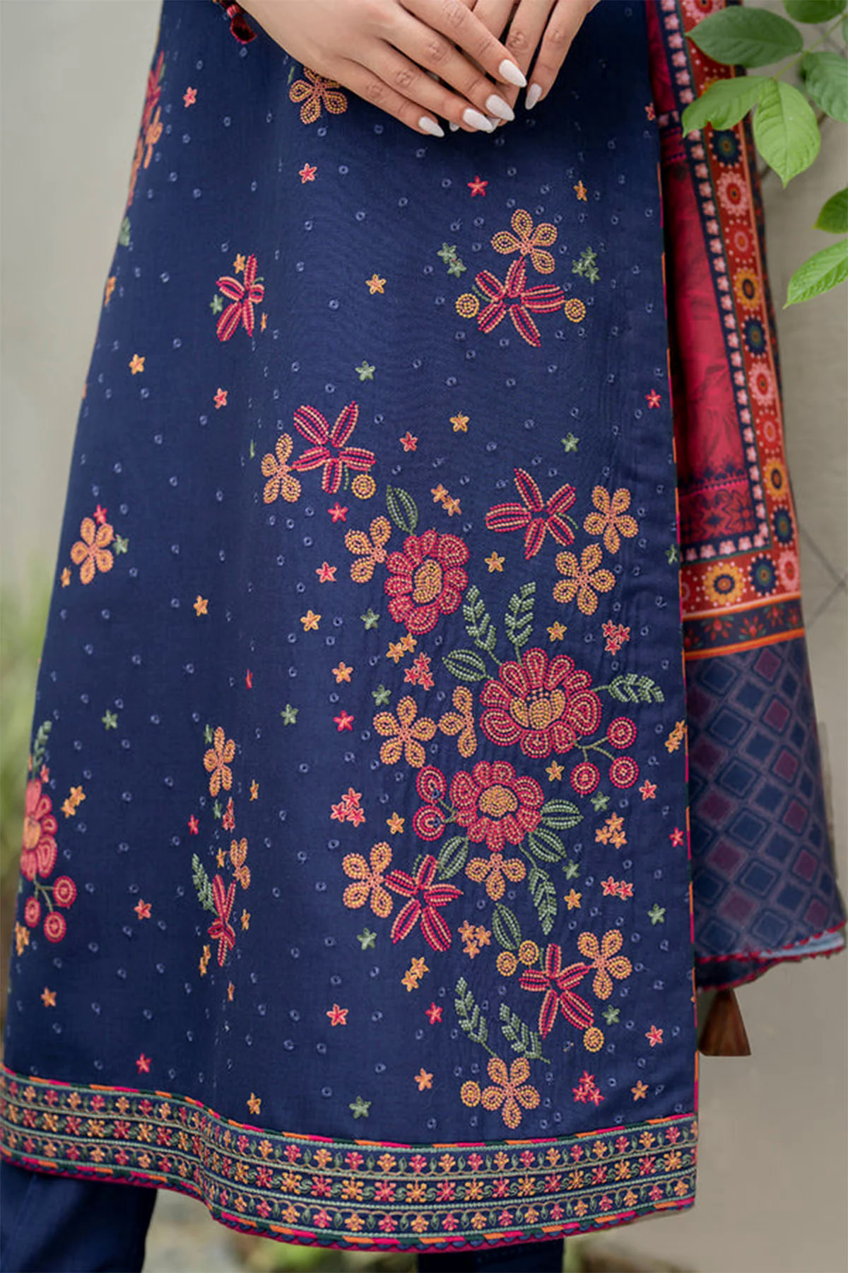 Embroidered Dhanak 3pc with Whool Shawal- GA1971 Embroidered Dhanak 3pc with Whool Shawal- GA1971