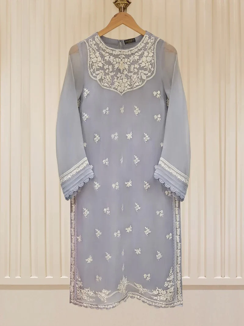 Heavy Embroidered  with Embroidered Organza dupatta-Ga1658