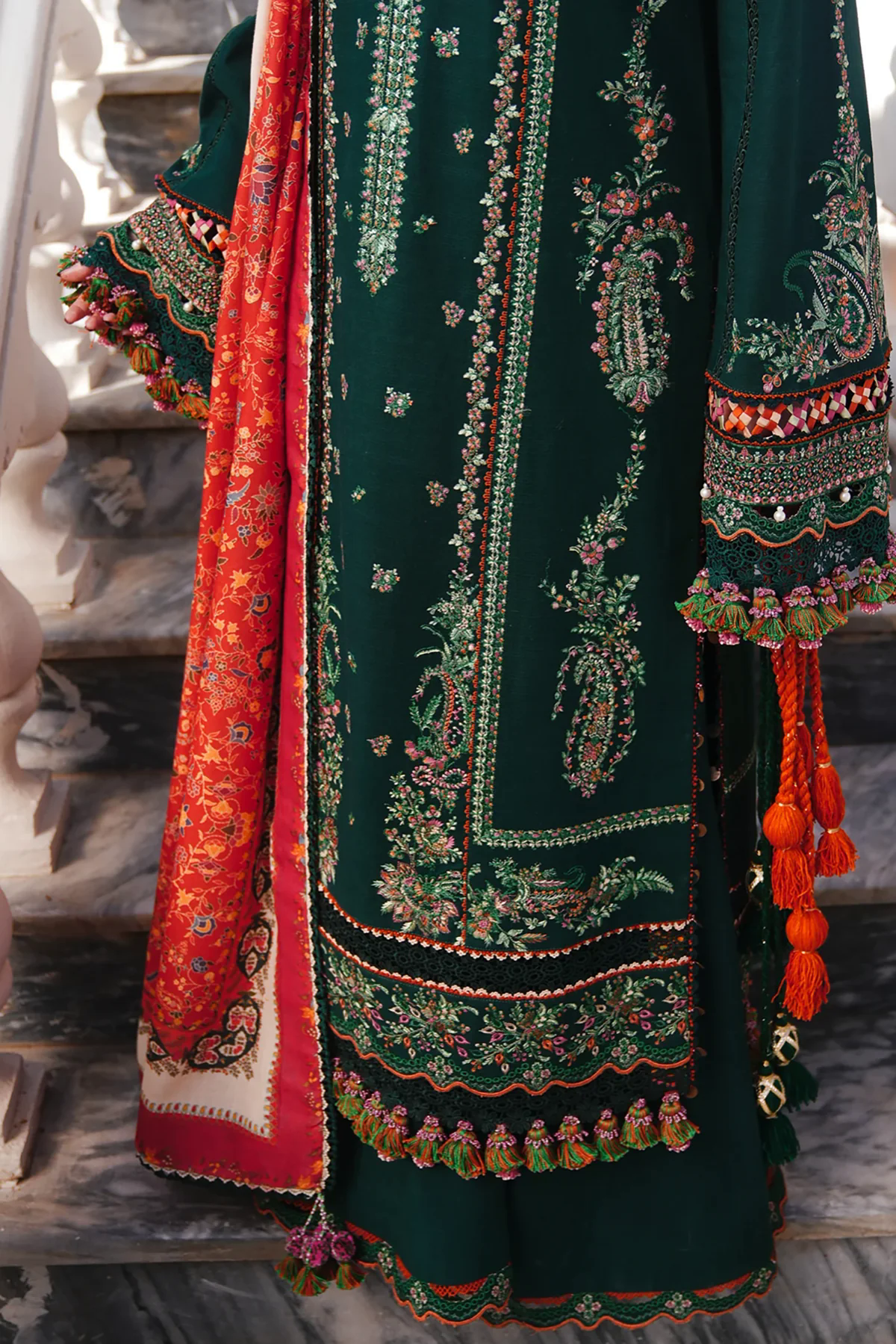 3PC Embroidered Lawn Suit with Printed Chiffon Dupatta -GA2007