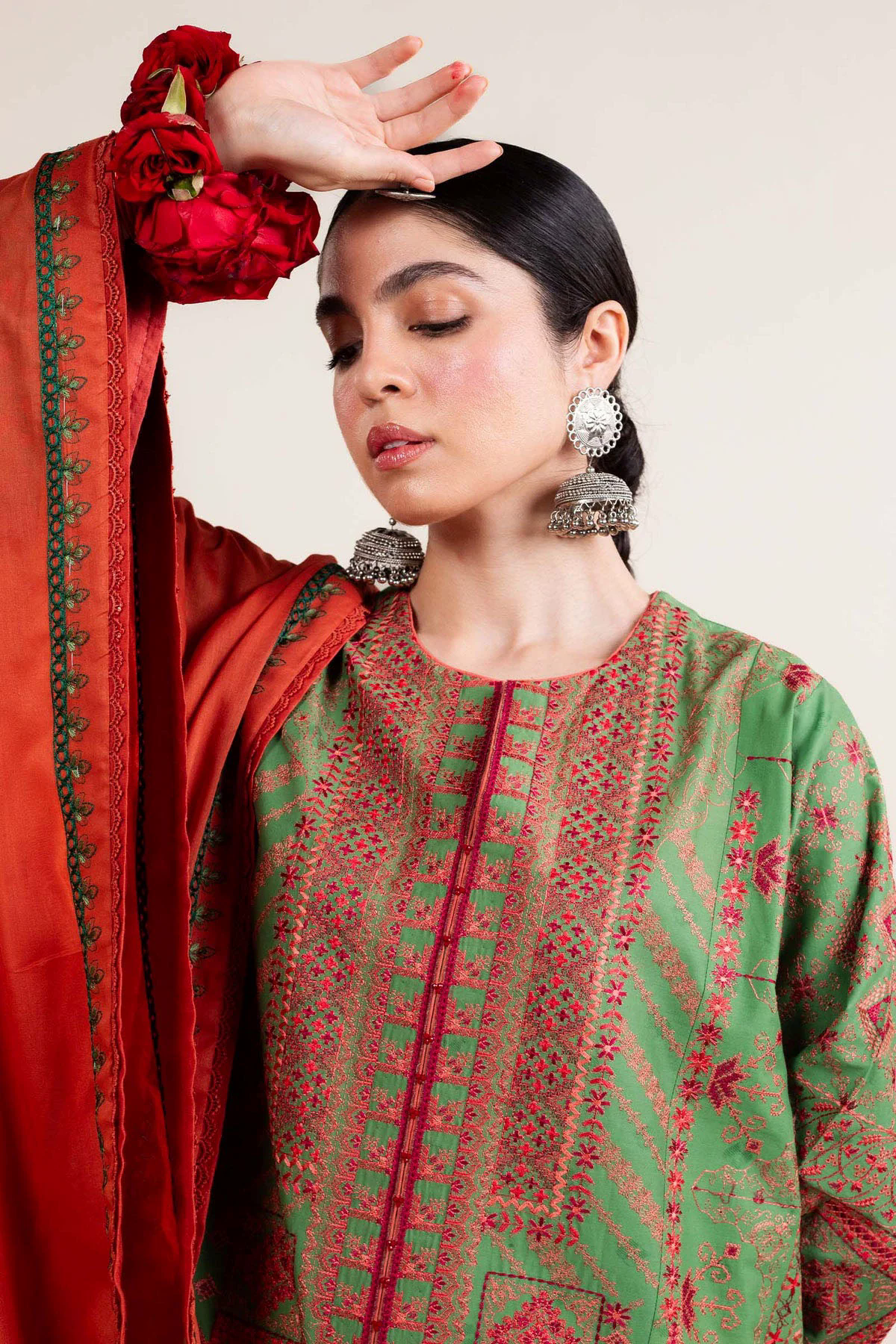 Embroidered Lawn 3pc with Chiffon Dupatta- GA1911