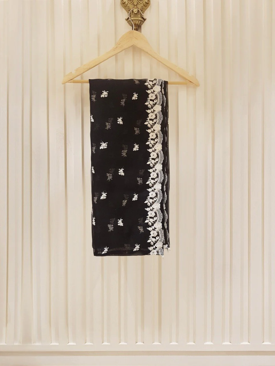 Heavy Embroidered  with pearl hand  work organza dupatta-GA10187