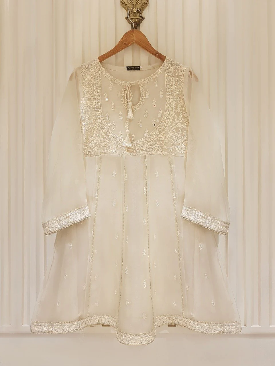 Heavy Embroidered  with Mirror organza dupatta-GA10194