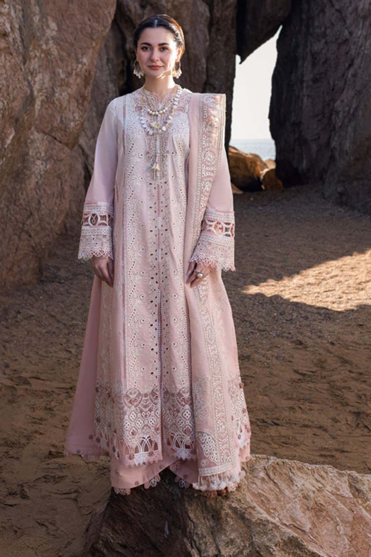 Luxury Embroidered Lawn 3pc with Embroidered Slub Net Dupatta - GA1830