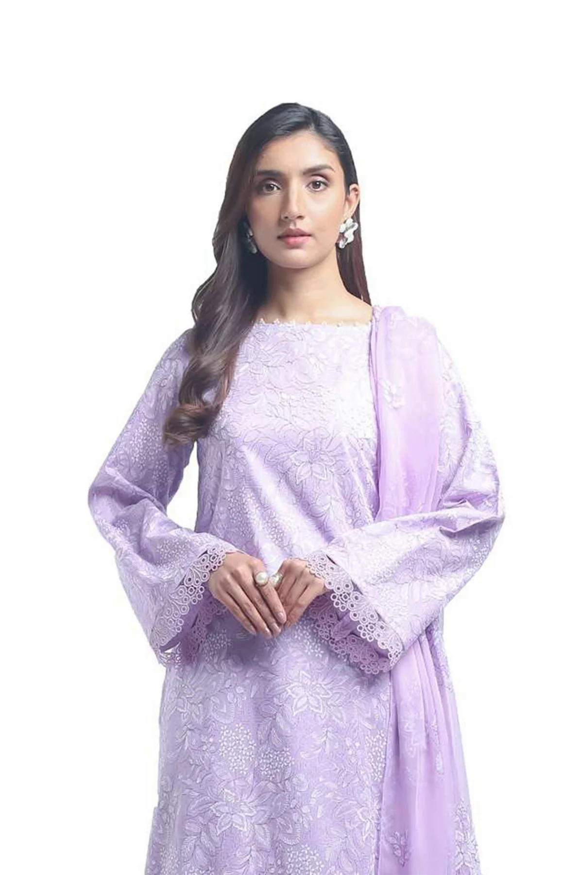 Embroidered Lawn 3pc with Embroidered Chiffon Dupatta- GA1996