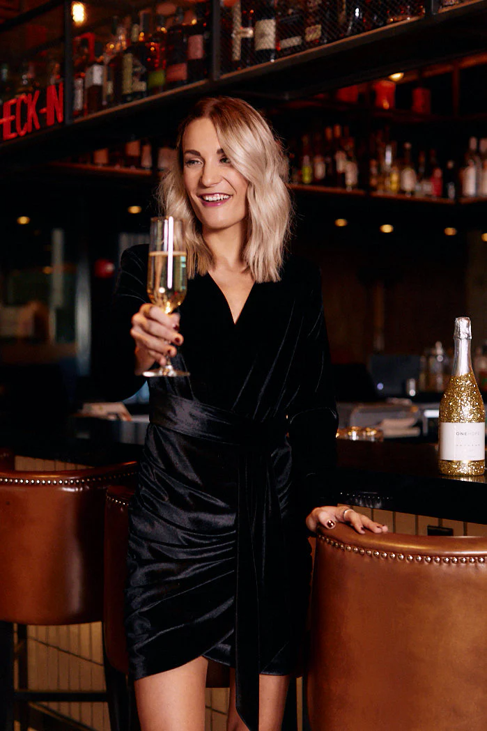 GEORGIA WRAP FRONT VELVET DRES