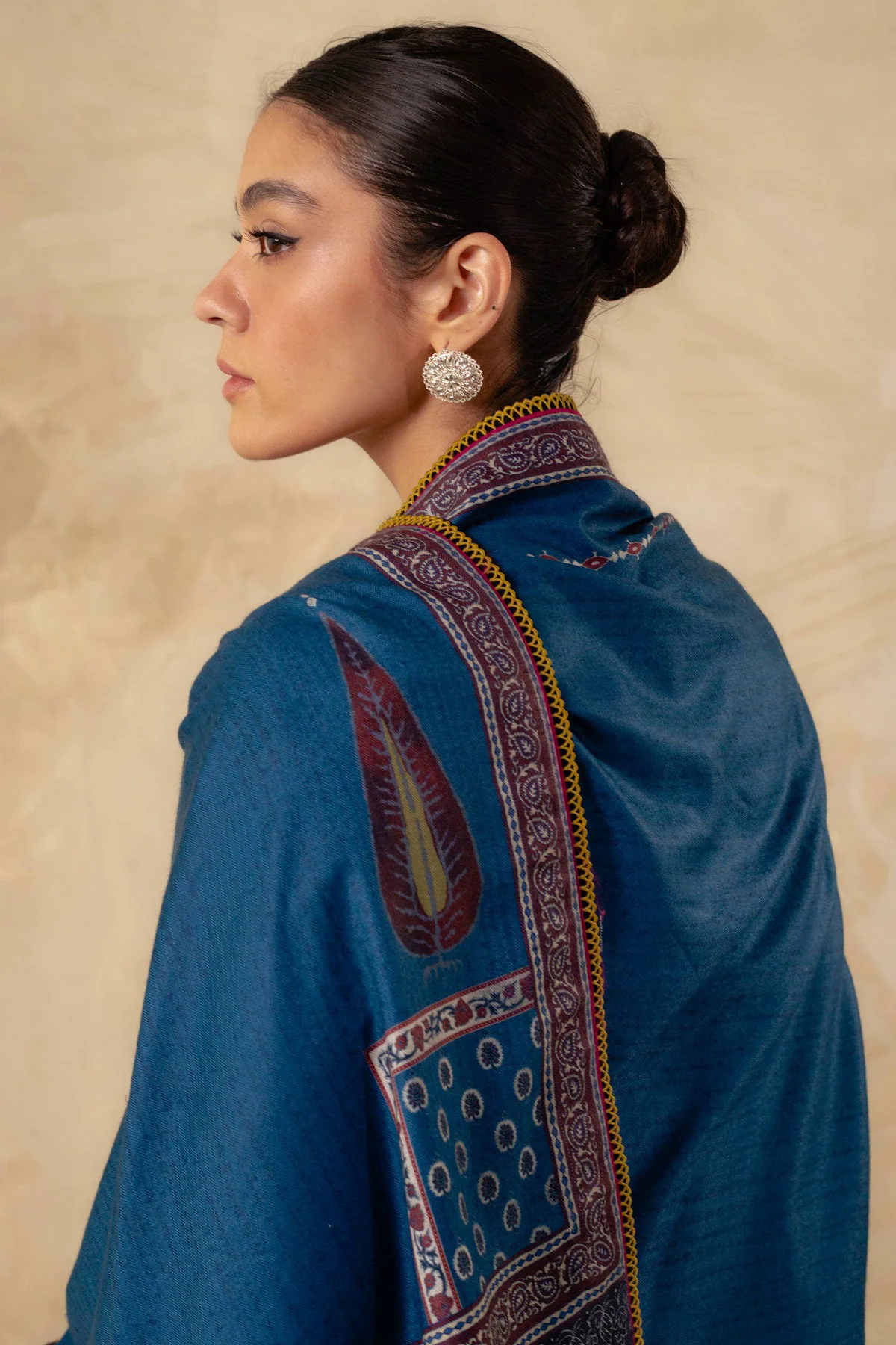 3PC Embroidered Dhanak with Printed Shawl - GA1783 3PC Embroidered Dhanak with Printed Shawl - GA1783