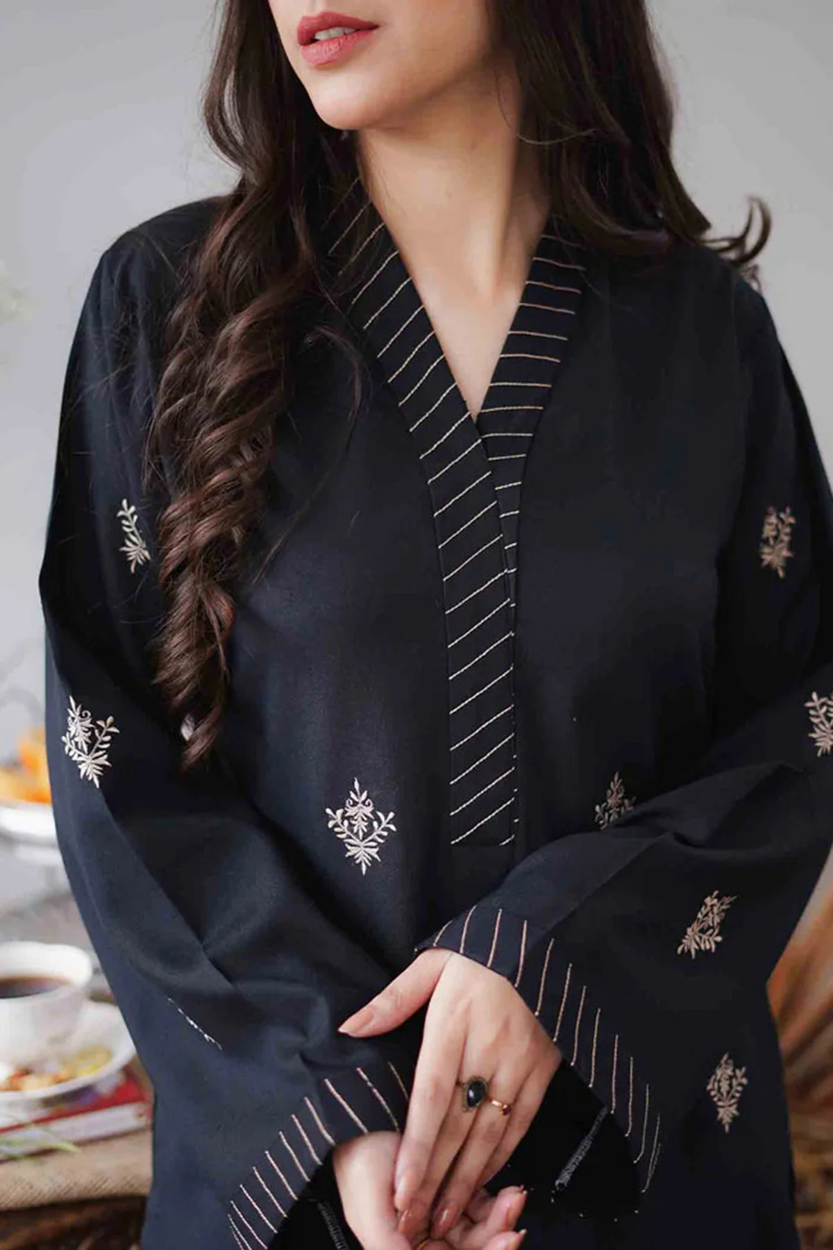 Aisling 3PC Embroidered Dhanak with Embroidered Dhanak Shawl - GA1760