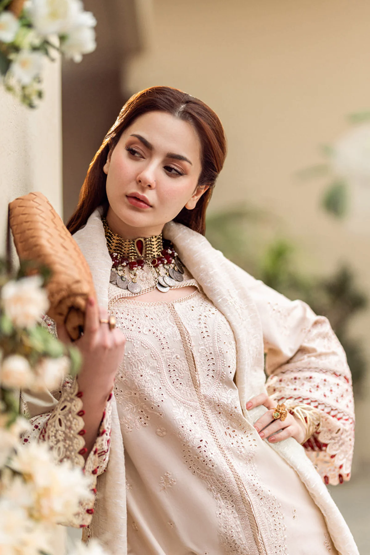 Embroidered Lawn 3pc with Embroidered Slub Net dupatta-GA2028