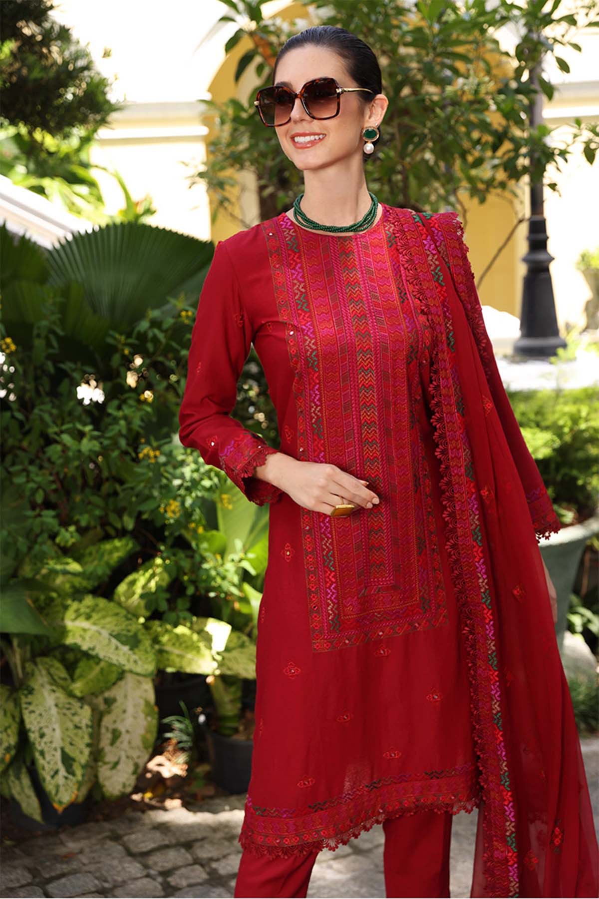 Embroidered Lawn 3pc with Embroidered Crinkle Chiffon Dupatta - GA1834