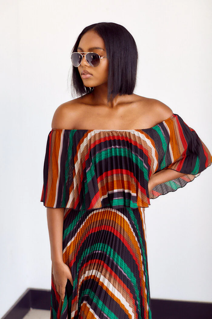 Elodie Off The Shoulder Striped Maxi