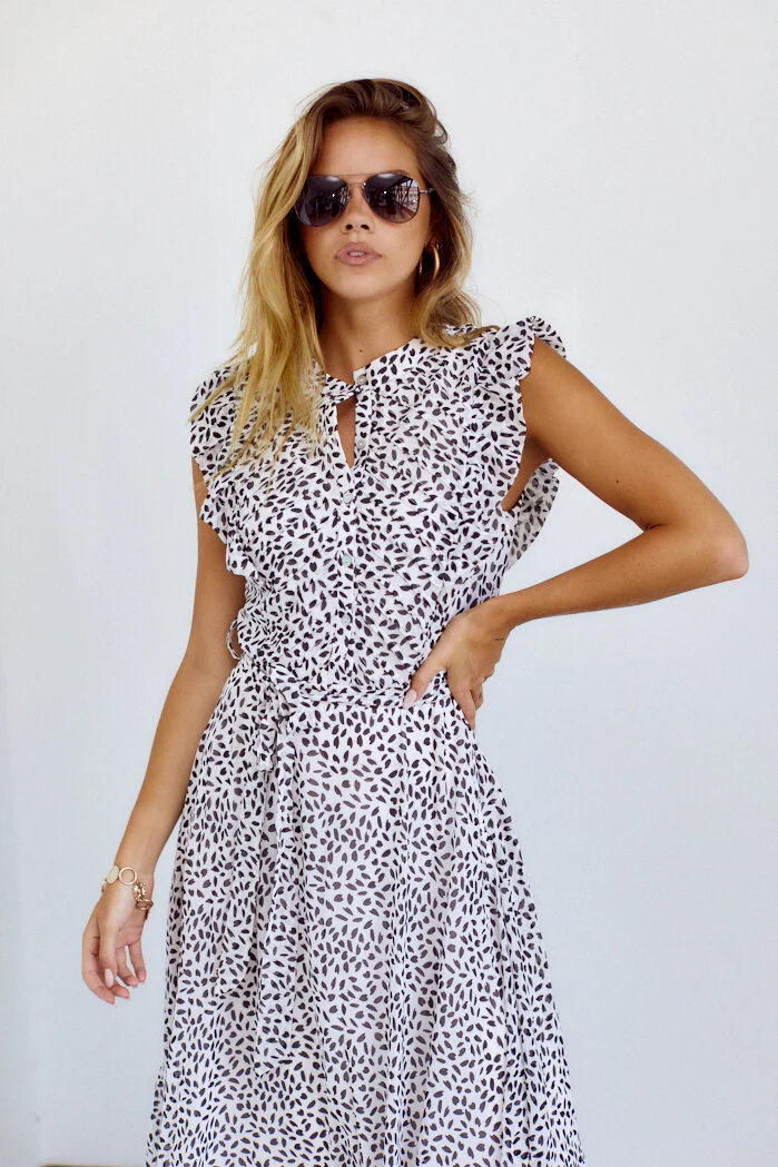 Britton Printed Short Sleeve Midi Dress