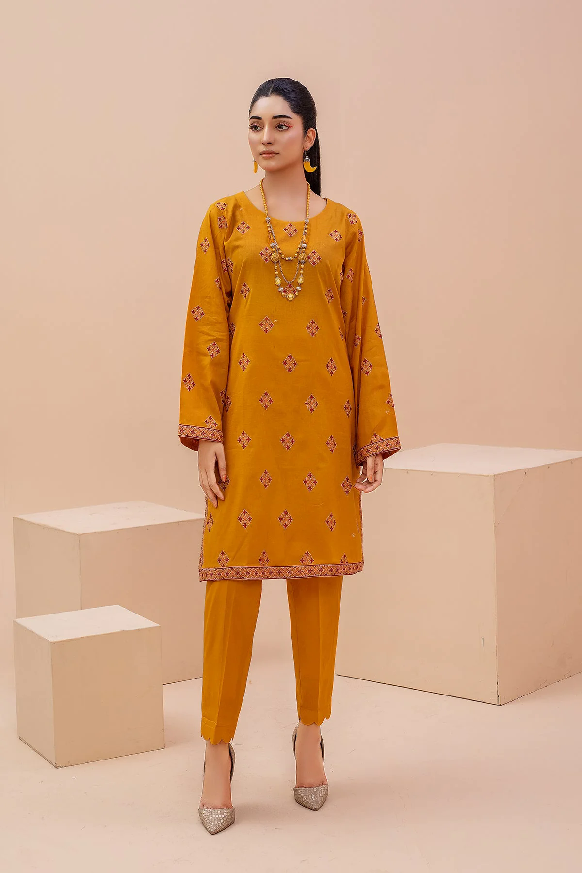 Original Ready to Wear Mustard Embroidered Lawn 2pc - ZJ058-1