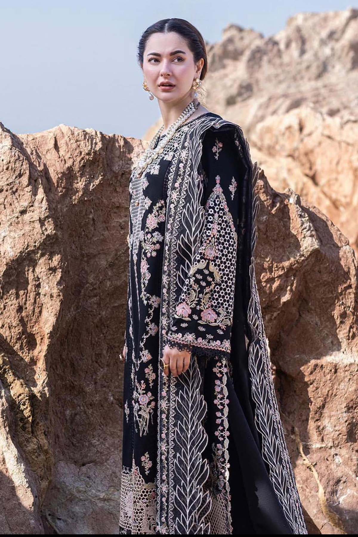 Luxury Embroidered Lawn 3pc with Embroidered Slub Net Dupatta - GA1829