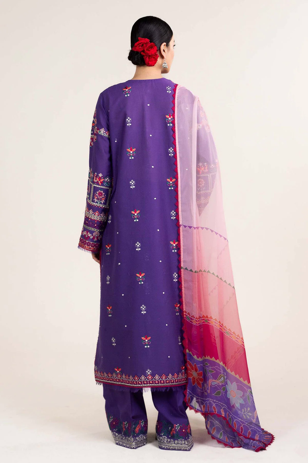 Embroidered Lawn 3pc with Chiffon Dupatta- GA1910