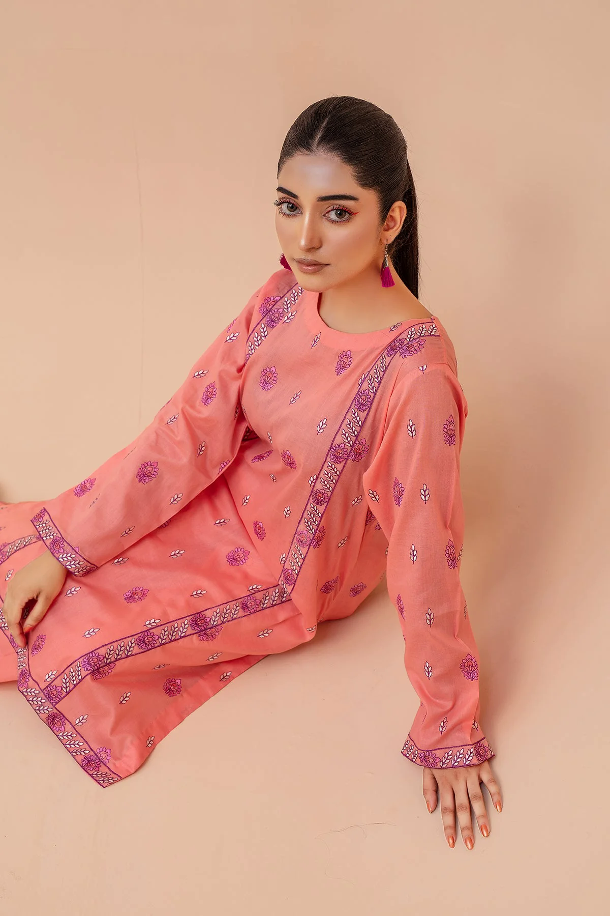 Original Peach Embroidered Lawn 2pc - ZJ055