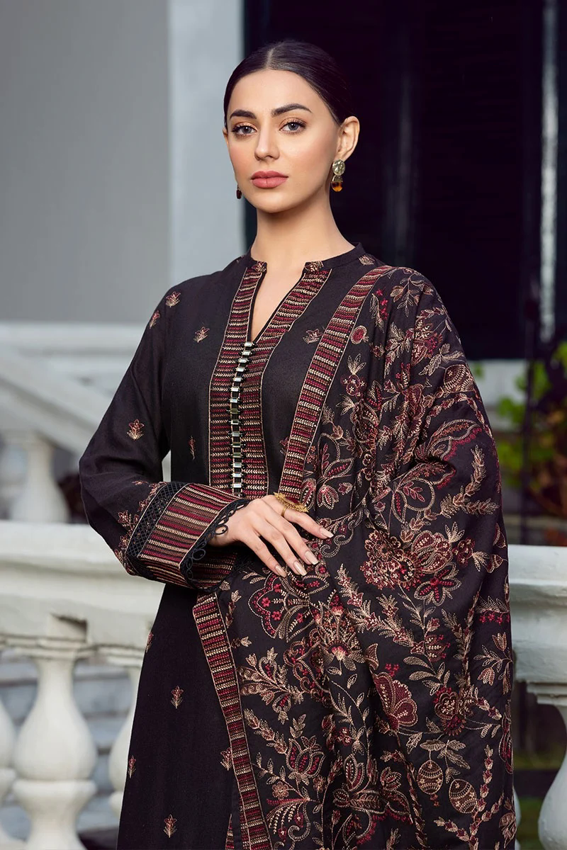3PC Embroidered Karandi Suit with Heavy Embroidered Shawal -GA102170