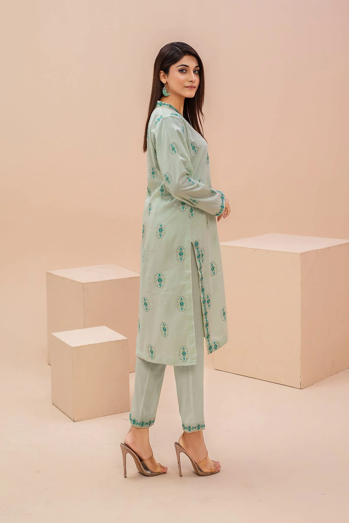 Original Sea Green Embroidered Lawn 2pc - ZJ056