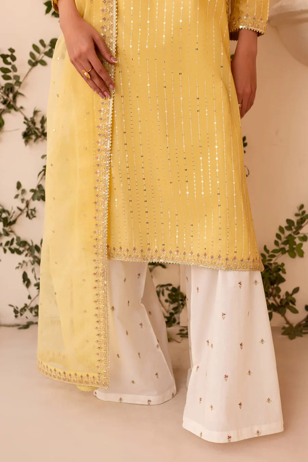 Batik 3PC Lawn Embroidered Shirt with Embroidered Organza Dupatta- GA2039