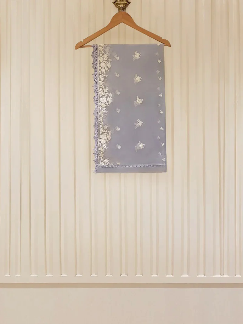 Heavy Embroidered  with Embroidered Organza dupatta-Ga1658