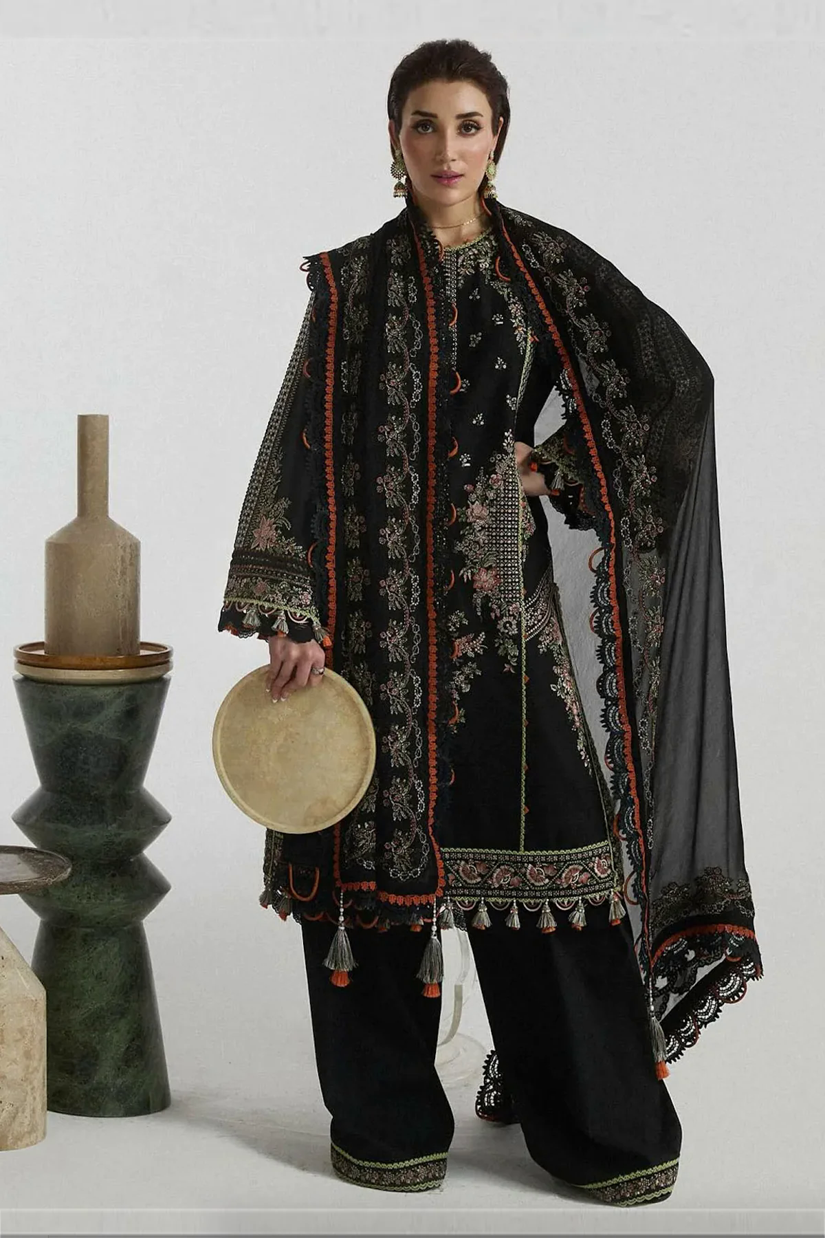 3PC Embroidered Lawn Suit with Printed Chiffon Dupatta -GA2001