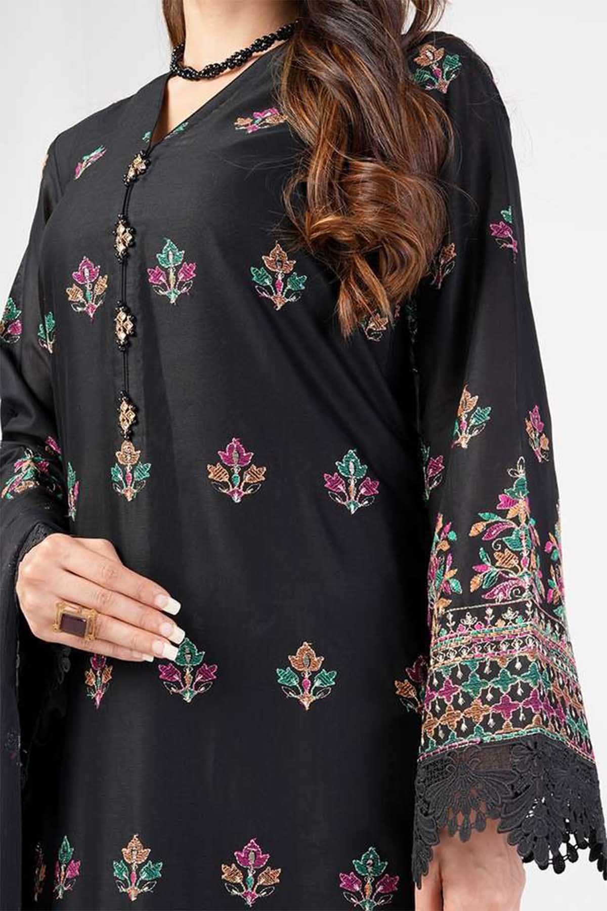 Embroidered Lawn 3pc with Embroidered Chiffon Dupatta- GA1992