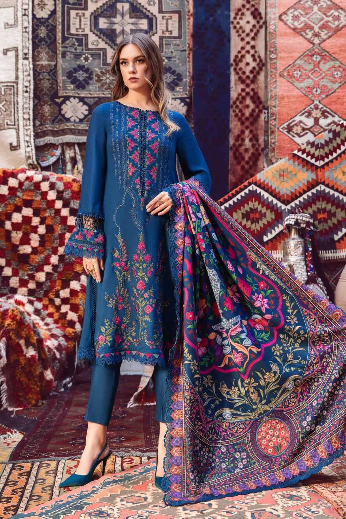 Embroidered Dhanak 3pc with Whool Shawal- GA1975