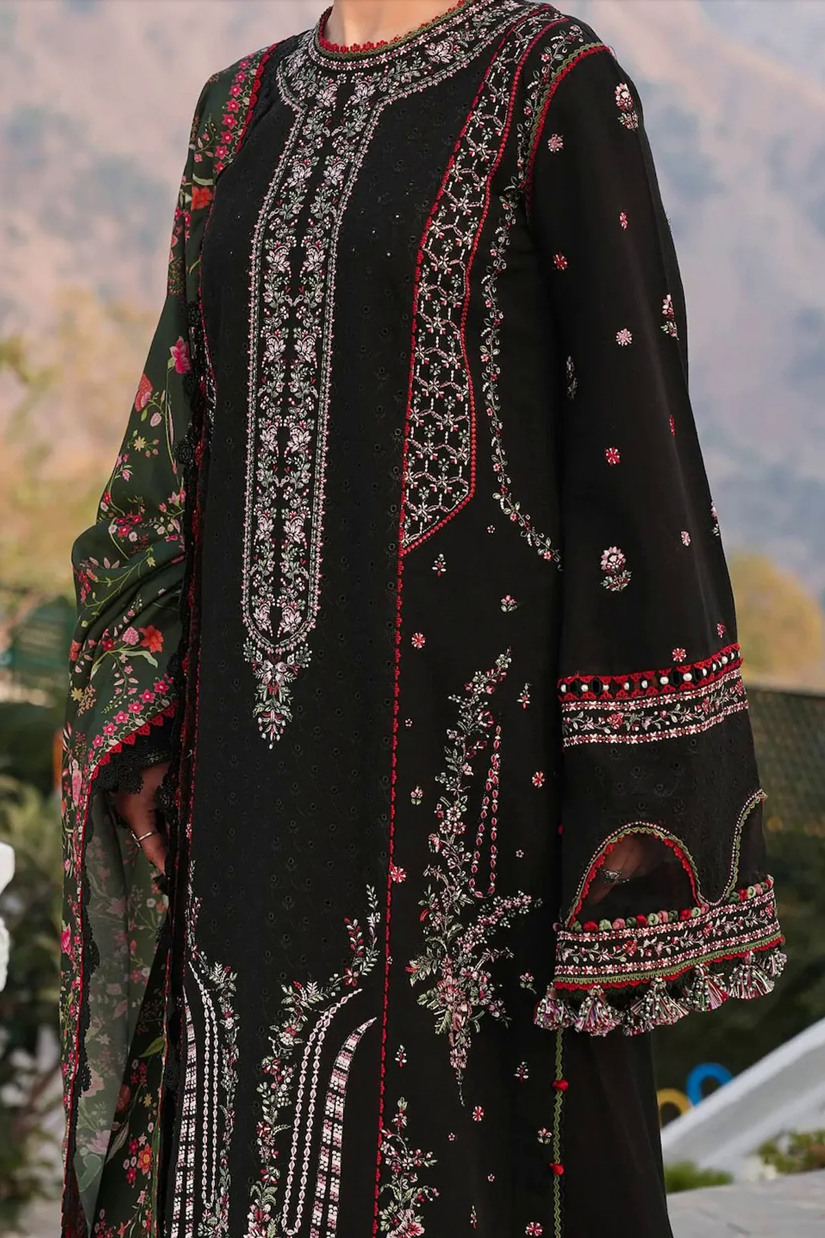 3PC Embroidered Lawn Suit with Printed Cotton Net Dupatta -GA2006