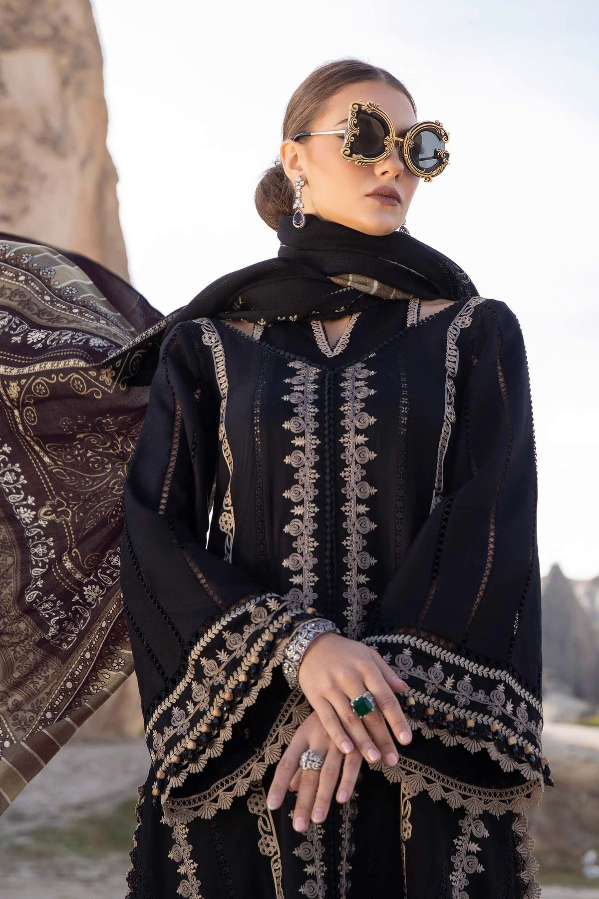 Embroidered Dhanak 3pc with Whool Shawal- GA1981 Embroidered Dhanak 3pc with Whool Shawal- GA1981