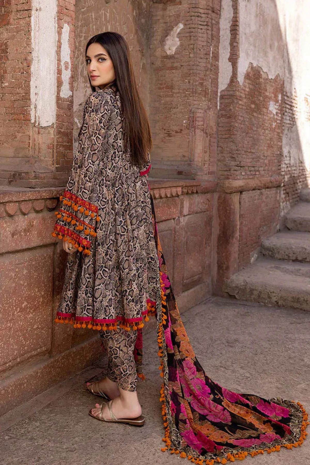 3PC Printed Lawn Suit with Printed Chiffon Dupatta -GA2046