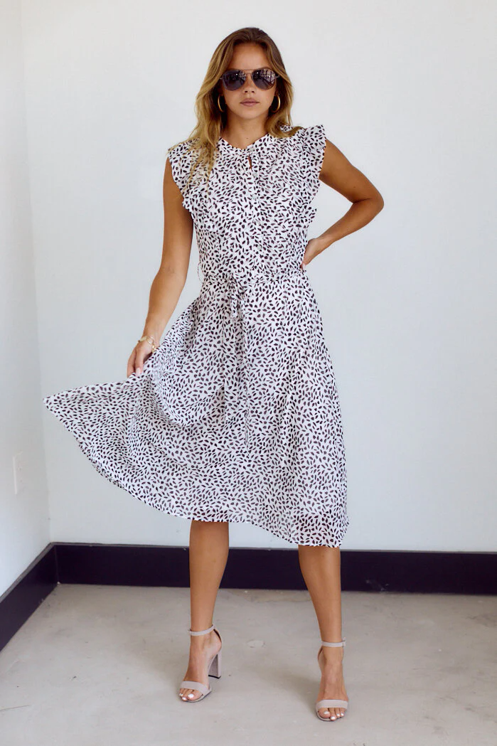 Britton Printed Short Sleeve Midi Dress