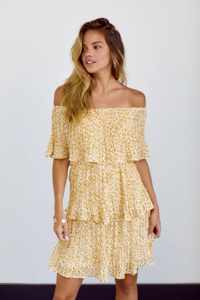 Waverly Print Off Shoulder Tiered Dress Waverly Print Off Shoulder Tiered Dress