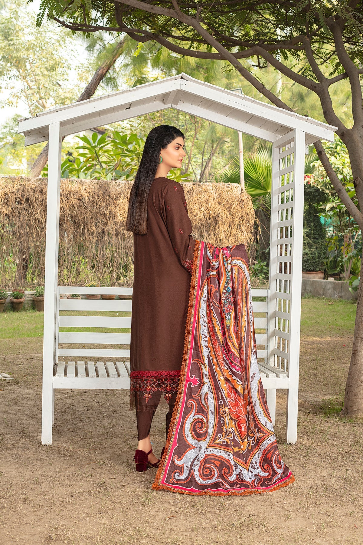 Embroidered Dhanak 3pc With Printed whool Shawal-GA1936