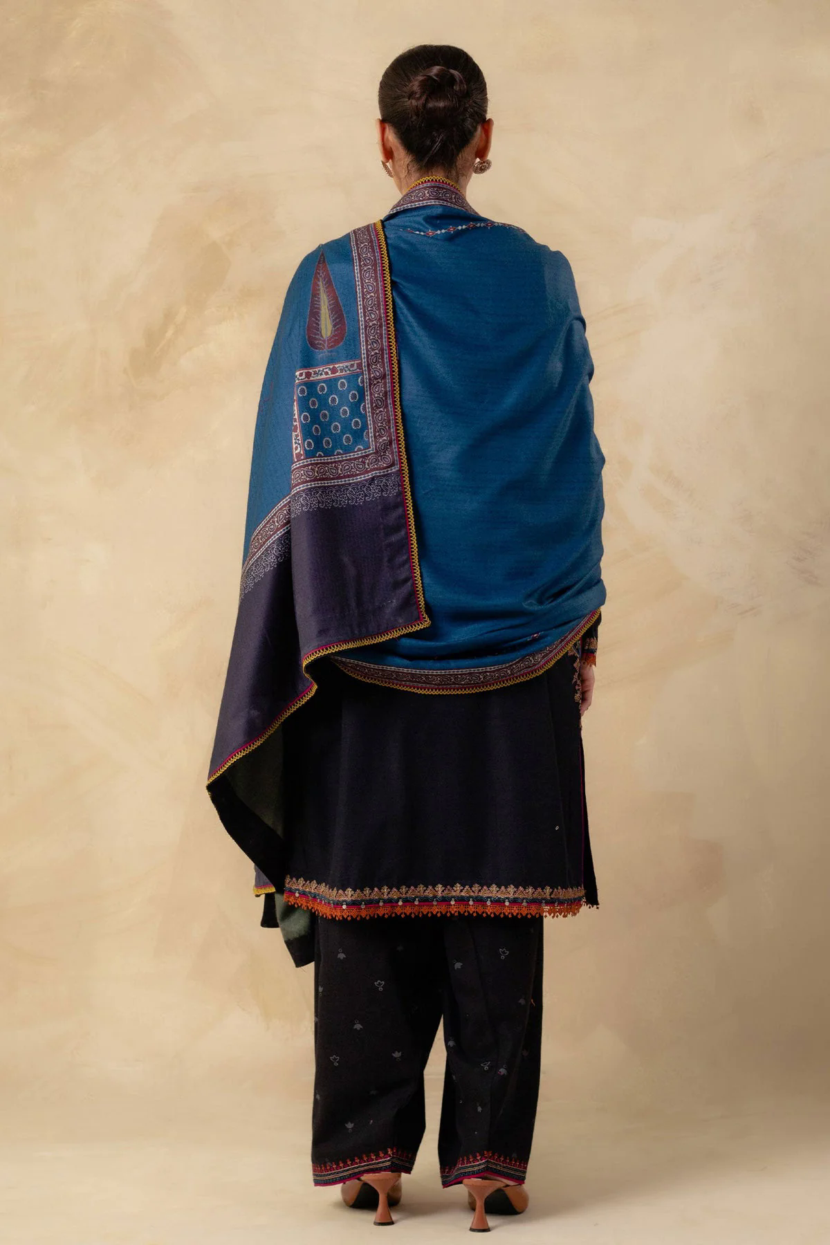 3PC Embroidered Dhanak with Printed Shawl - GA1783 3PC Embroidered Dhanak with Printed Shawl - GA1783