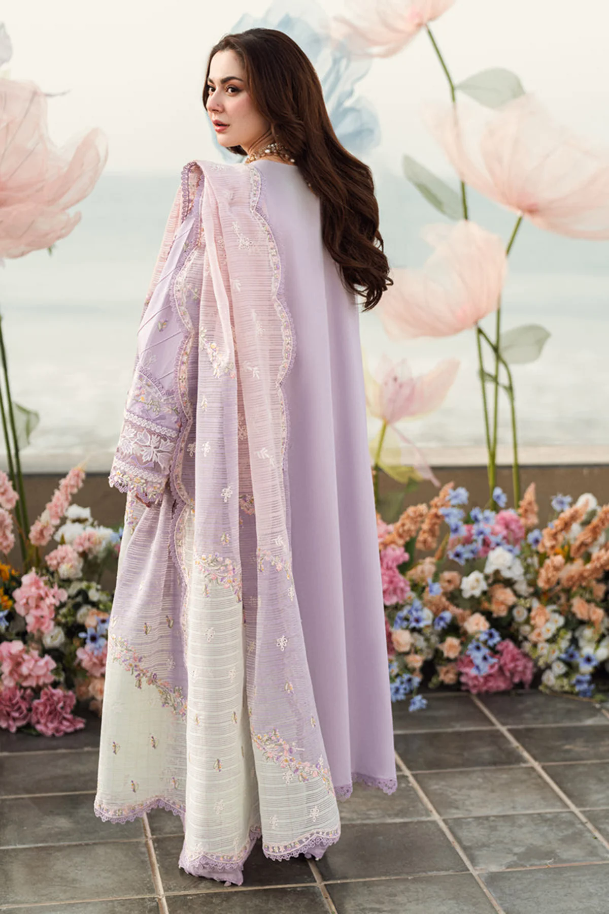 Embroidered Lawn 3pc with Embroidered Slub Net dupatta-GA2015