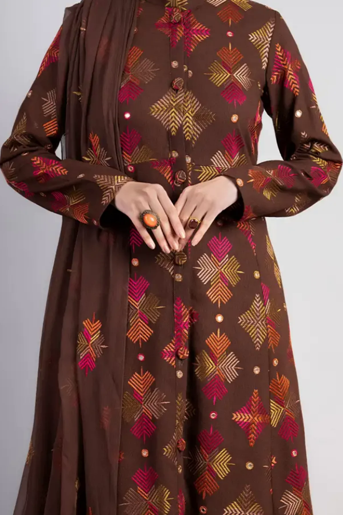 Embroidered Lawn 3pc with Embroidered Crinkle Chiffon Dupatta- GA2033