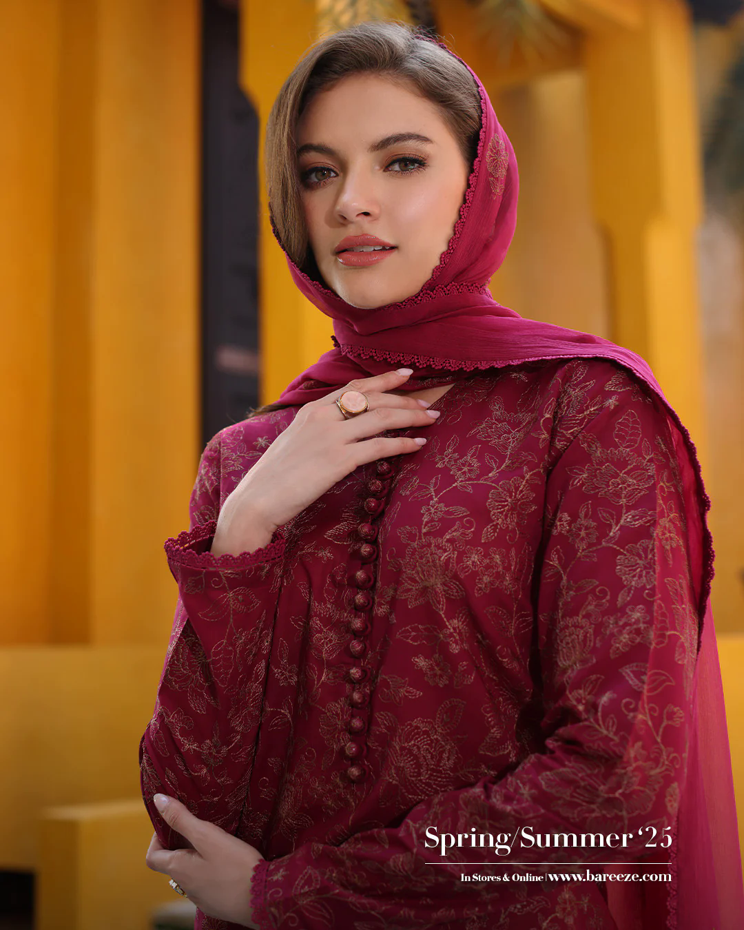 Embroidered Lawn 3pc with Embroidered Crinkle Chiffon Dupatta- GA2035