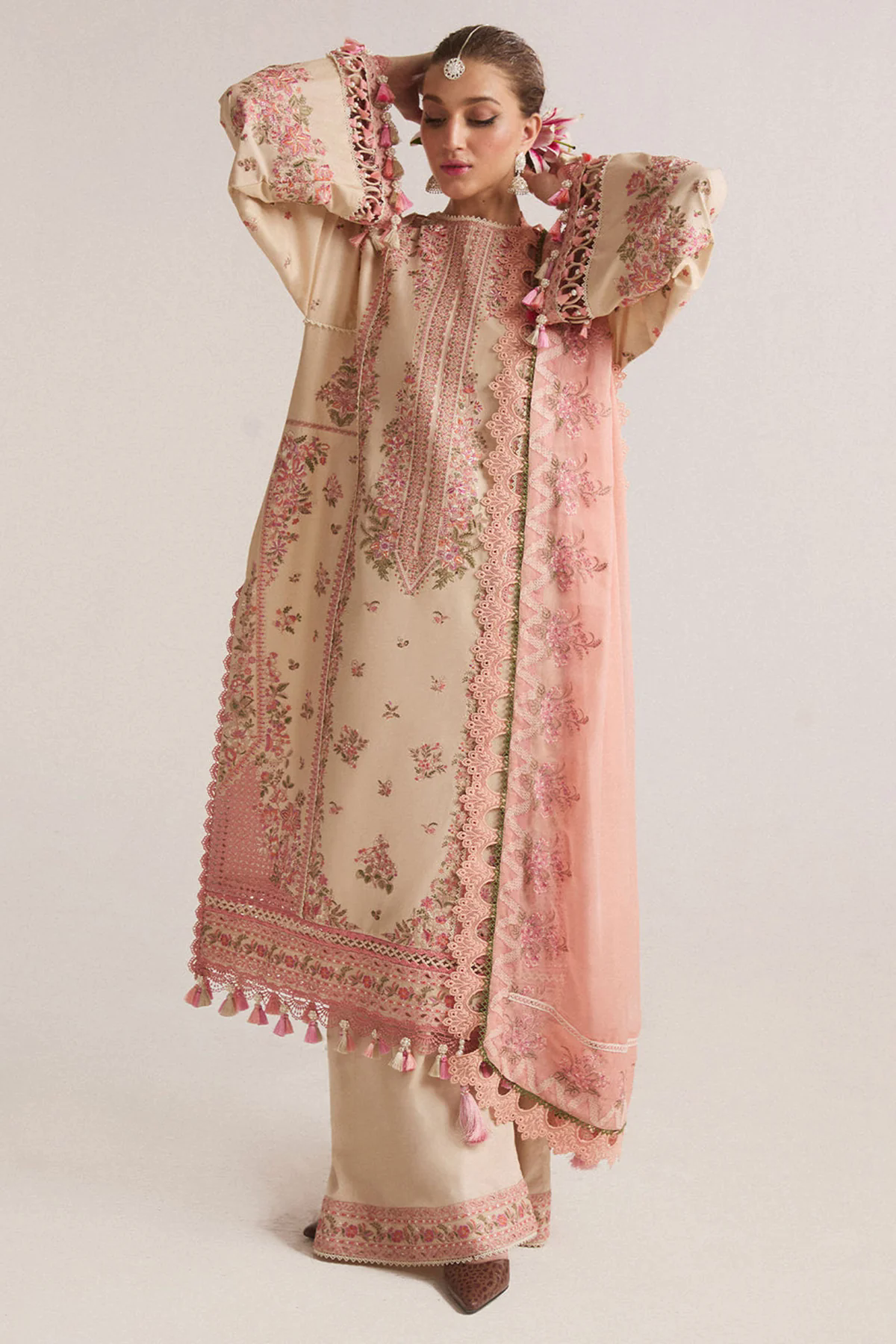 3PC Embroidered Lawn Suit with Printed Chiffon Dupatta -GA2005