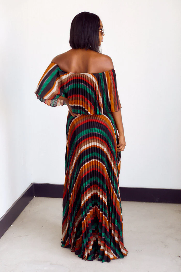 Elodie Off The Shoulder Striped Maxi