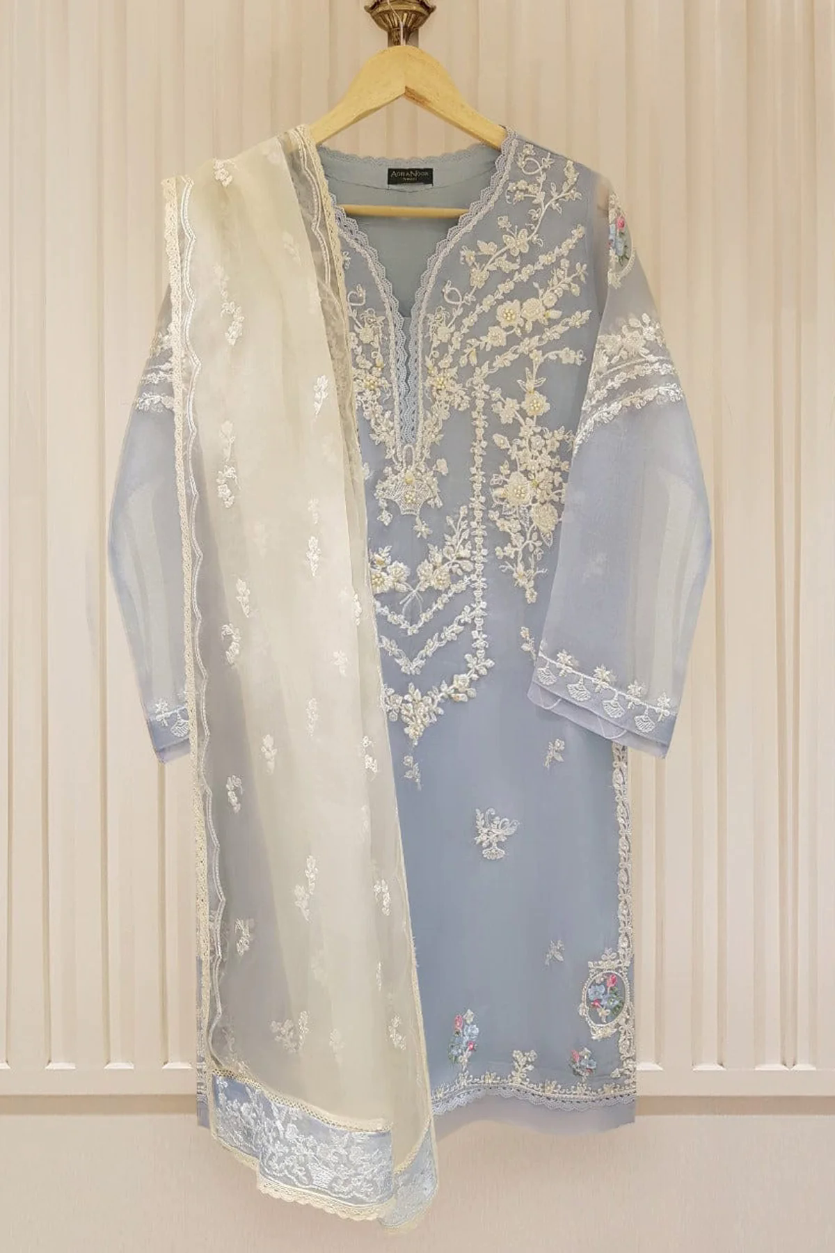 Heavy Embroidered  with Hand Work  organza dupatta-GA1624