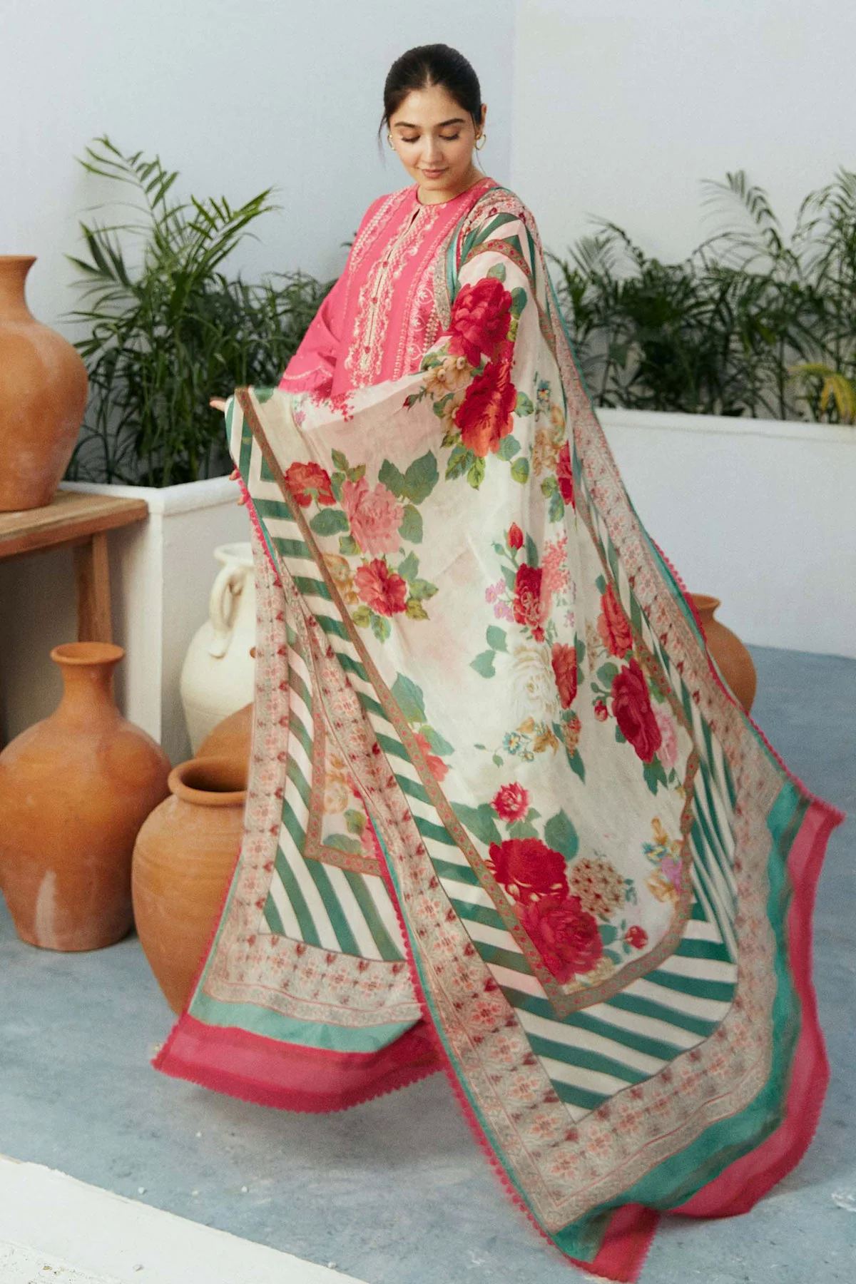 Embroidered Lawn 3pc with Silk Printed Chiffon Dupatta - GA1885 Embroidered Lawn 3pc with Silk Printed Chiffon Dupatta - GA1885