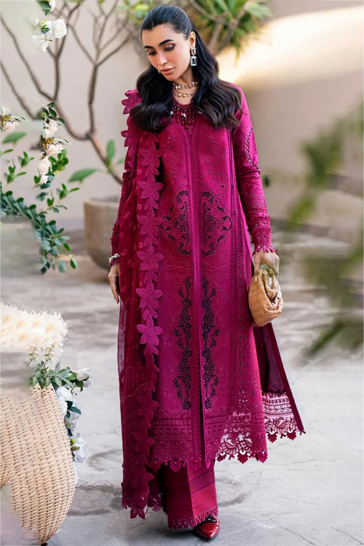 Embroidered Lawn 3pc with Embroidered Slub Net dupatta-GA2022