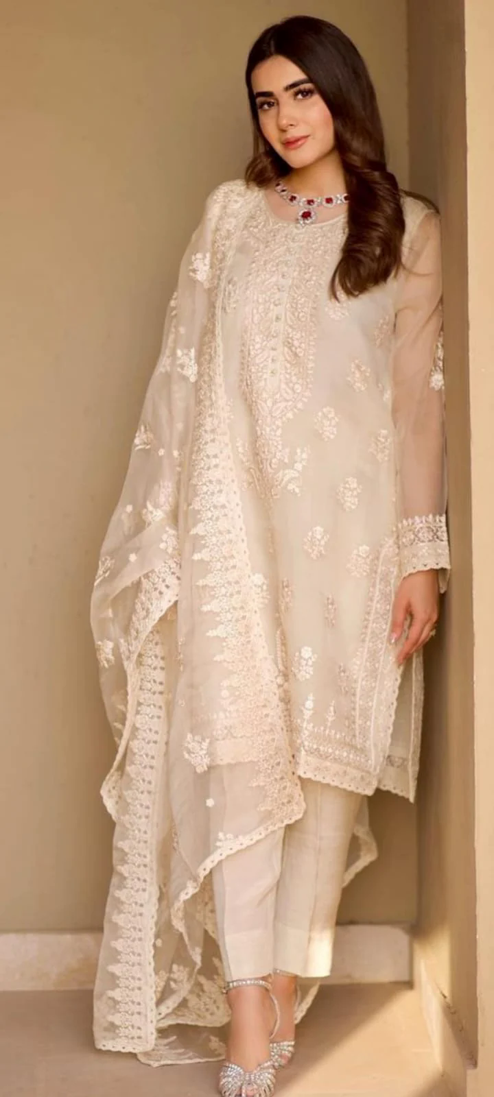 Heavy Embroidered  with Embroidered Organza dupatta-Ga1661
