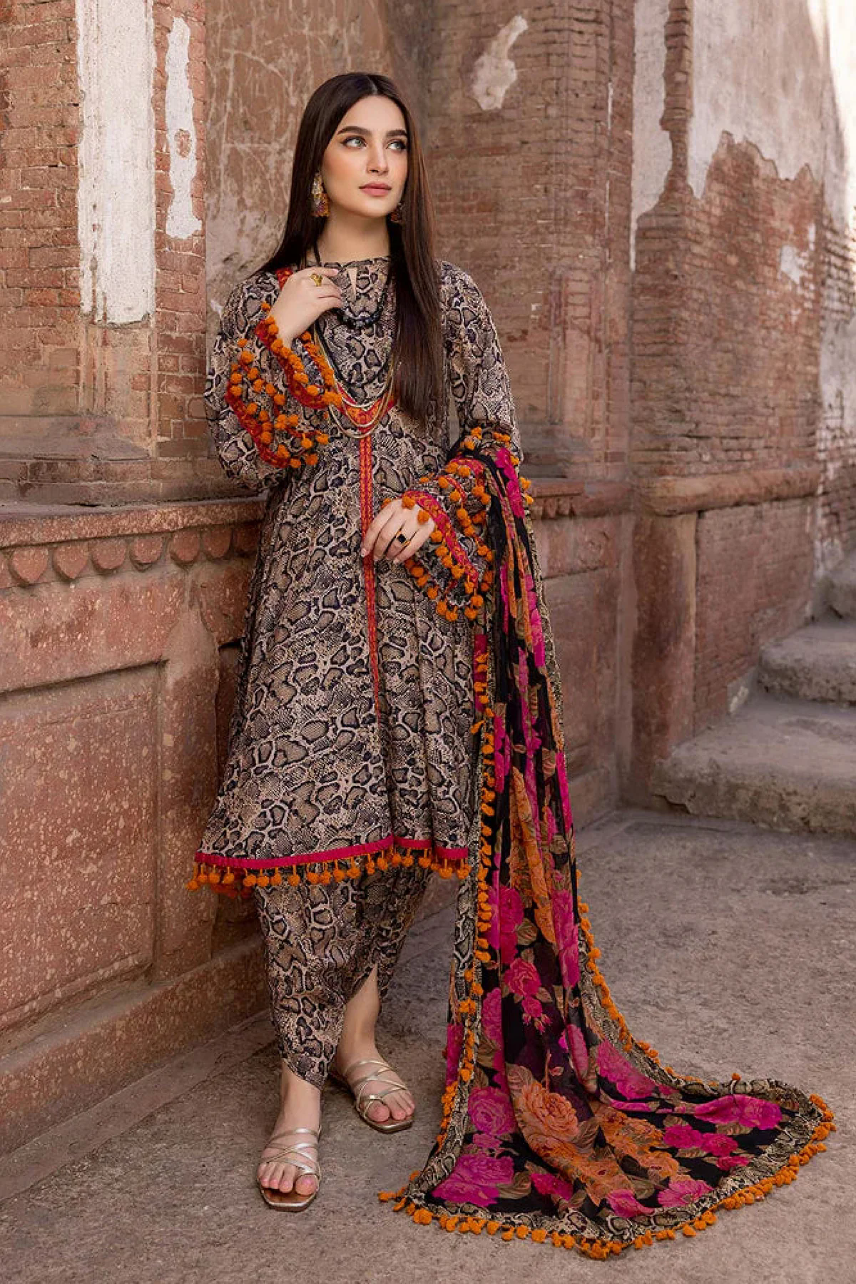 3PC Printed Lawn Suit with Printed Chiffon Dupatta -GA2046