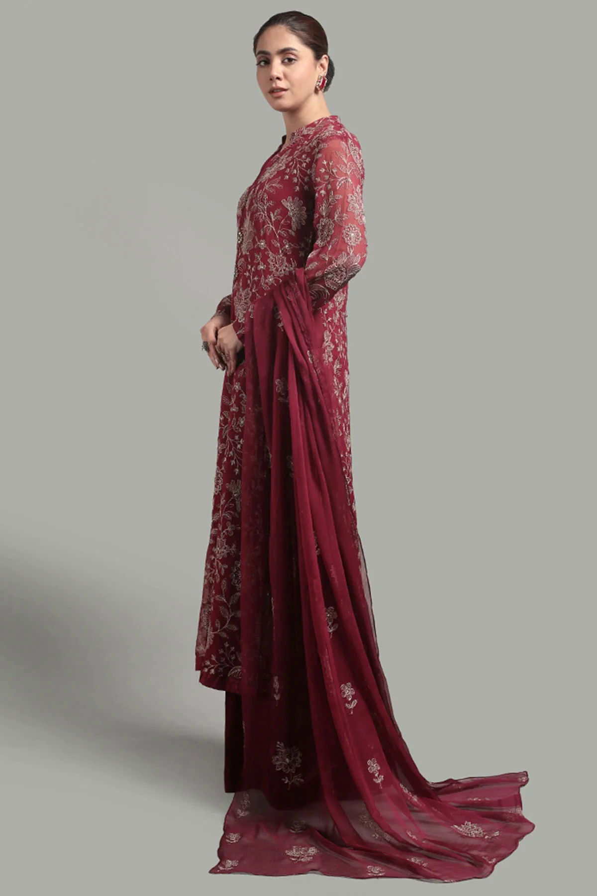 Embroidered Lawn 3pc with Embroidered Chiffon Dupatta- GA1914