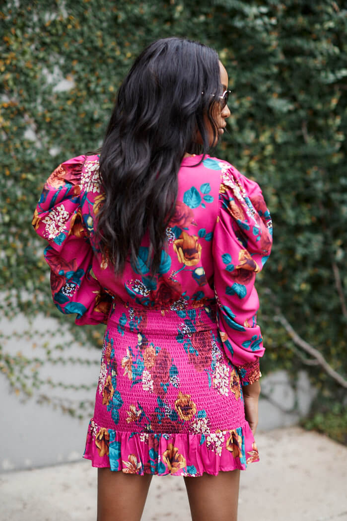 Edison Puff Sleeve Floral Smocked Dress